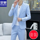 ROMON Korean style casual spring and autumn suit men's slim business formal suit groom handsome British casual small suit men black (three-piece suit - top + pants + T-shirt) L 105-120Jin Jin equals 0.5 kg