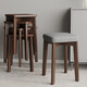 Wooden solid wood stool square stool stackable home dining table chair dressing stool living room small bench internet celebrity bar low stool solid wood walnut color