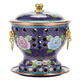 Longshun Copper Art New Cloisonne Blue Copper Hot Pot Single Alcohol Pot Small Hot Pot Pot One Person One Pot Alcohol Stove Club Hotel Tableware Blue Bottom Flower Blooming Wealth Flat Pot Style 19cm