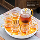 Porcelain brand tea set, hammered glass tea set, simple Japanese style high temperature resistant kung fu tea cup, office teapot, tea tray small set, hammered elegant 7-piece set + round melamine plate, 8 pieces