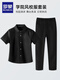 Luo Meng children's chorus uniform graduation performance clothing girls and boys performance clothing black shirt black trousers campus clothing long-sleeved black shirt black trousers 160