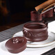 Hidden Pot World Yixing Purple Clay Pot Famous Handmade Teapot Original Mineral Purple Clay Flat Bamboo Pot One Pot Two Cup Teapot Set Purple Clay Style 245ml
