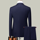 ROMON suit men's three-piece suit business slim professional formal groomsmen suit groom suit navy blue XL