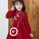 Disney Spring Festival New Year's Wear 26 New Autumn and Winter Girls' Cheongsam Red Dress Velvet New Year's Christmas Gift New Skirt Red Velvet Dress (without bag) 110