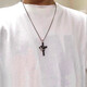 QMXD cross necklace men's trendy Korean version hip-hop men's pendant titanium steel simple fashion clavicle chain versatile gift for boyfriend