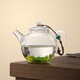 Gaoming (gaoming) small teapot for one person, special tea brewing device for green tea, small capacity transparent glass Kung Fu tea single pot, hand-held tea set, 255ml celestial ball teapot + turquoise teapot rope