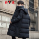 Yalu down jacket men's mid-length over the knee new style removable hat men's black business thickened jacket LC black 170/M