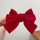 Lingmeng Children's Bow Hair Clip Red New Year and Christmas Hair Accessories Baby New Year Hair Clip Headwear Red Beveled Long Floating Large Size 1 pc