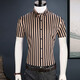 Caizi Yijia striped shirt men's short-sleeved stretch cotton summer slim half-sleeved clothes trendy men's business casual shirt men yellow stripes 5008D 42
