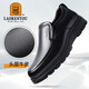 LAORENTOU men's leather shoes business casual shoes toe layer cowhide slip-on shoes slip-resistant round toe dad shoes 260278 black 40