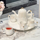 Ruishun light luxury high-end tea set new water cup household living room tea cup housewarming gift Pearlescent Golden Bear Tea Set (6 cups 1 pot 1 tray) gift box