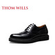 THOM WILLS Brogue Leather Shoes Men's Increased Hand-Carved Business Men's Formal Derby Shoes Winter New Style Black Bright Leather D322-1 40 /7 Size