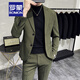 ROMON British business slim suit men's workwear dress light mature style commuting trendy suit two-piece dark green suit + trousers 52/XL