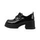 Nine-inch sunshine black thick-soled small leather shoes for women spring heightening thick-soled Mary Jane shoes platform round toe high-heeled loafers jk bright black small leather shoes (6.5cm) 37
