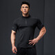 Lutie Dog Fitness Wear Short Sleeve Men's Stand Collar POLO Slim Fit Muscle Showing Quick Drying Breathable High Elasticity Coaching Wear T-Shirt Black XXXL