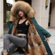 YXHK parka women's long green mink lining mink fur coat slim fit raccoon fur collar new coat dark green shell L recommended 105-120Jin [Jin equals 0.5 kg]
