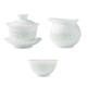Jingdezhen, the capital of Modu, high-end exquisite kung fu covered bowl and tea cup set, ceramic home handmade hollow tea set for the living room, complete set, snow jade exquisite wrapped branches, 8-piece covered bowl set