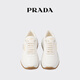 PRADA/Prada gift women's logo-embellished sheepskin sneakers ivory 35.5