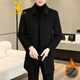 Playboy (PLAYBOY) woolen men's mid-length cashmere windbreaker autumn and winter coat men's business casual woolen high-end coat men black suit collar M