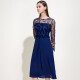 EITIE new summer evening dress hollow embroidered waist slimming dress dress A-line skirt 5977614 shopping mall same style dark blue 31155/36/S