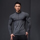 Lutielang Fitness Clothing Men's Long-Sleeved Quick-Drying Tights Training Elastic Sweat-Absorbent Basketball Running Compression Clothing Personal Trainer Gray XL/175-180