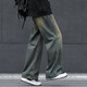 JEEP SPIRIT Men's Washed Distressed Jeans Boys Straight Leg Loose 2025 New Drapey Wide Leg Pants Men's Autumn and Winter 1047 Nostalgic Color XL