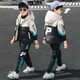 Three-piece set Monkey Brother Children's Clothing Boys' Velvet Suit Winter Clothes New Thickened Medium and Large Children's Winter Vest + Sweatshirt + Casual Pants Boys Student Three-piece Set 3-15 Years Old Trendy Off-White 140 (Recommended Height Around 130CM)
