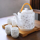 Ancient Shengji large household ceramic cold kettle set Jingdezhen tea set complete set of handle kettle cold kettle water set single layer cup. Platinum Orchid Vine 3L (one pot + six cups) 7 pieces
