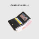 CHARLIE&KELLI brand CK light luxury bag women's bag rhombus simple card bag thin clutch bag short coin purse black