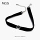 MGS physical same style Mangu silver snowflake choker women's necklace fashionable silver leather rope pendant necklace black agate pendant necklace