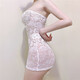 囝junjia new product lace tube top skirt transparent thin hip-covering skirt short skirt dress bottoming skirt 囝junjia white one size