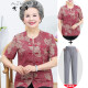 An Zhenxue simple clothes for the elderly, mother's clothes, summer clothes, floral shirts, middle-aged and elderly women's short-sleeved shirts, cardigans WX-C68 red short-sleeved two-piece set 3XL recommended 120-140 Jin [Jin equals 0.5 kg]