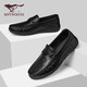 SEPTWOLVES first-layer cowhide bean shoes men's shoes men's autumn business casual leather shoes men's slip-on loafers black 42