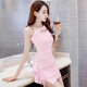 Quanyingyue sense sexy hollow air quality celebrity short hip-covering suspender dress cocktail party annual meeting evening dress trendy pink mall quality S recommended 70-80Jin Jin is equal to 0.5 kg