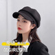 XUEXIMAN beret women's all-match black face-showing small retro duck tongue octagonal hat large head circumference