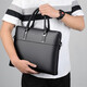 Gerbison business briefcase, men's genuine leather shoulder crossbody bag, first-layer cowhide, 14-inch notebook, large-capacity computer bag, commuter cross-section portable soft leather bag that can hold A4 files, black (first-layer cowhide)