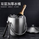 Ice bucket champagne bucket bar ktv home curling double-layer thickened stainless steel with lid and handle red wine bucket beer bucket spit bucket ice cube bucket new style - stainless steel drum ice bucket with ice clip set 1.2L