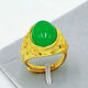 Nanhui Heng'an ring men's domineering square live mouth thickened yellow ring square emerald men's ring length and width 15*17 mm