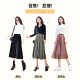 Langsha gold velvet skirt women's autumn and winter mid-length high-waisted pleated skirt A-line skirt slimming long skirt black silver gray L