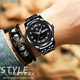 MIRAR HOMBRE DE AUTRO MENUMINO Luminous Steel Watch Men's Sports Fashion Business Watch Watch Men's Wats Swiss Double Calendar Diamond Men's Watch Regalo para el regalo de cumpleaños de Boyfriend T838 Gold Black Face
