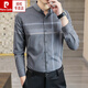 Pier Cardin Marke High-End-Herrenkleidung für Frühlings- und Herbst-Langarmhemden für Männer 2022 Neues koreanisches Geschäft Slim Casual Plaid Herrenhemd gestrickt 9901 Khaki 175