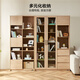 Quanyou Home Nordic style bookcase with door, living room hand-made display cabinet, balcony floor-standing wall storage glass cabinet