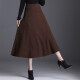 Ou Si Mai skirt women's mid-length pleated knitted casual spring skirt high waist drape large hem wool skirt WWZ58010 one size fits all