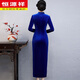 Hengyuanxiang brand Xi mother-in-law wedding long cheongsam 2025 new mother's wear retro Chinese style dress 40 years old to cover the belly, purple 2XL 105-115Jin Jin is equal to 0.5 kg