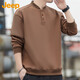 Jeep (JEEP) American genuine Jeep high-end sweatshirt men's spring and autumn loose pullover sports bottoming shirt casual long-sleeved top Brown-Henry collar same style in the store XL recommended 140-160Jin Jin equals 0.5 kg