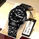 MIRAR HOMBRE DE AUTRO MENUMINO Luminous Steel Watch Men's Sports Fashion Business Watch Watch Men's Wats Swiss Double Calendar Diamond Men's Watch Regalo para el regalo de cumpleaños de Boyfriend T838 Gold Black Face
