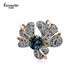 Eternelle French Eternal European and American Retro Iris Brooch Women's High-end Jewelry Austrian Crystal Corsage Elegant Blue