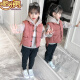 Cool Pan Bear Girls Suit Autumn and Winter Clothes 2022 Medium and Large Children's Casual Plus Velvet Thickened Vest Sweater Pants Children's Suit Little Girl Western Style Three-piece Suit Winter Cotton Clothes 3 to 14 Years Old Pink 140 Size Recommended Height About 1.3 Meters