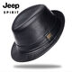 JEEP SPIRIT genuine leather top hat men's retro casual British jazz hat middle-aged and elderly father's hat cowhide beach hat old man hat dark brown medium size XL (57-58cm) adjustable