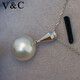 V&C 18K diamond Australian white pearl pendant simple three-dimensional crown style Australian seawater white pearl necklace flawless 18K yellow (excluding chain) 12-13MM
